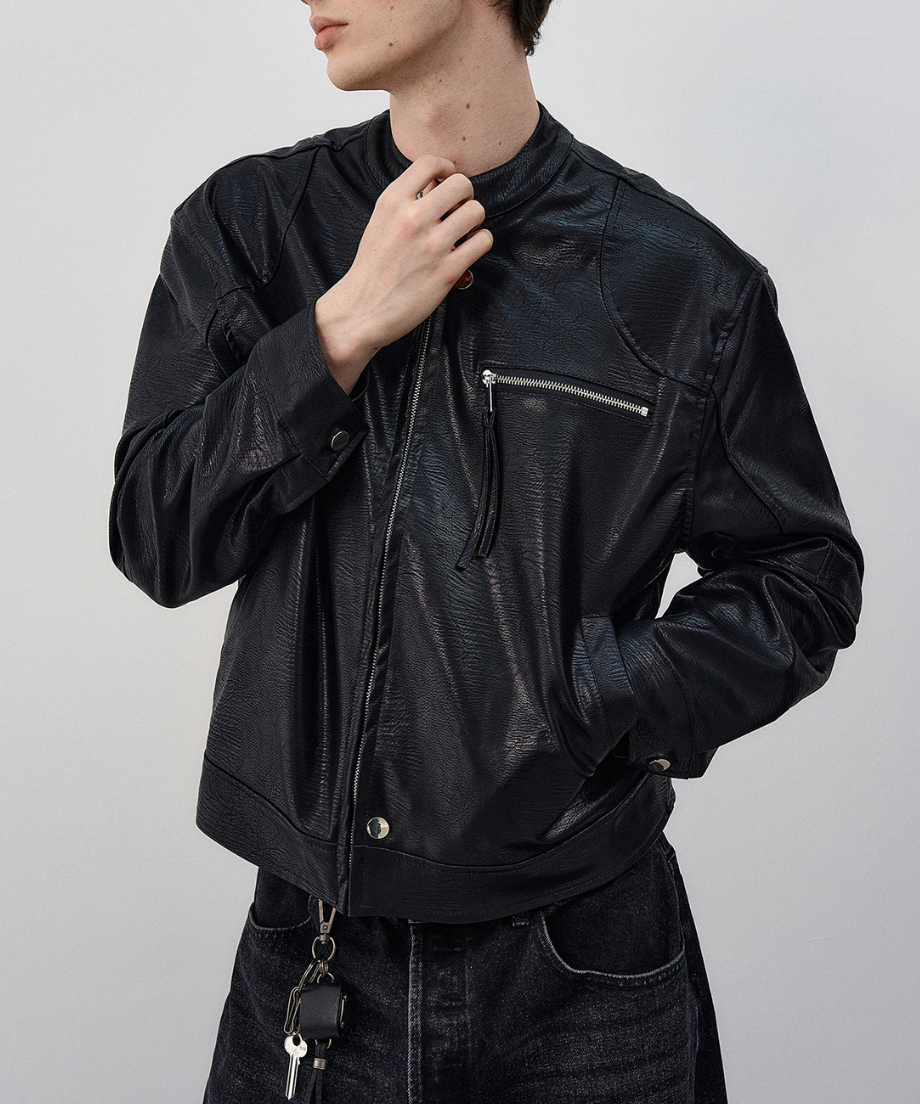 スタンドカラー レザージャケット | ness.