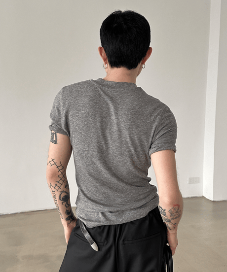 ウールブレンドタイトフィットハーフスリーブTシャツ / 3color