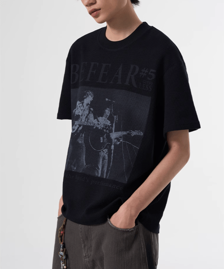 ヴィンテージグラフィック ワッフルTシャツ / 2color