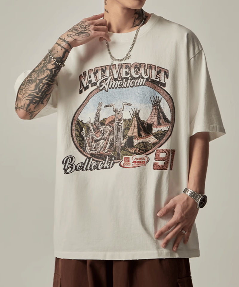 ネイティブバイク グラフィックTシャツ / 2colors | ness.