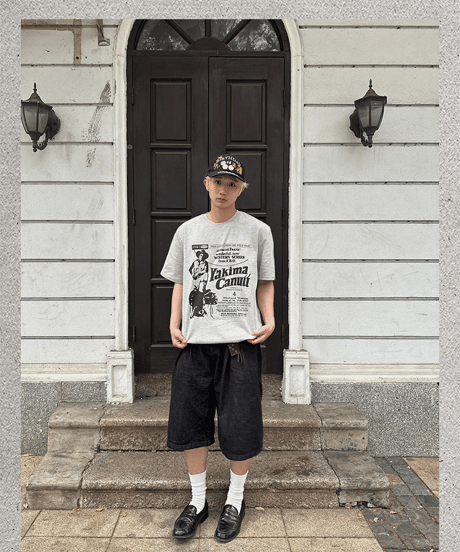 ヴィンテージ風 アメカジグラフィック プリント 半袖Tシャツ / 2color