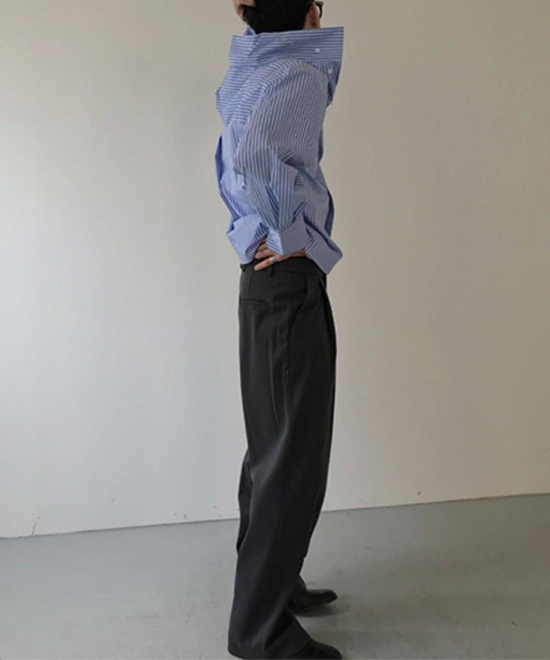 ストライプ バンドカラーシャツ | ness.