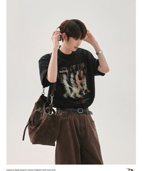 オーバーサイズ グラフィックプリント 半袖 Tシャツ  / 4color