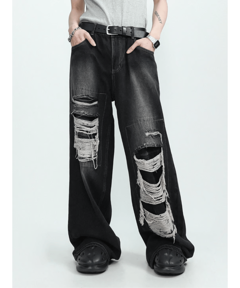 ダメージワイド デニムパンツ / 2color | ness.