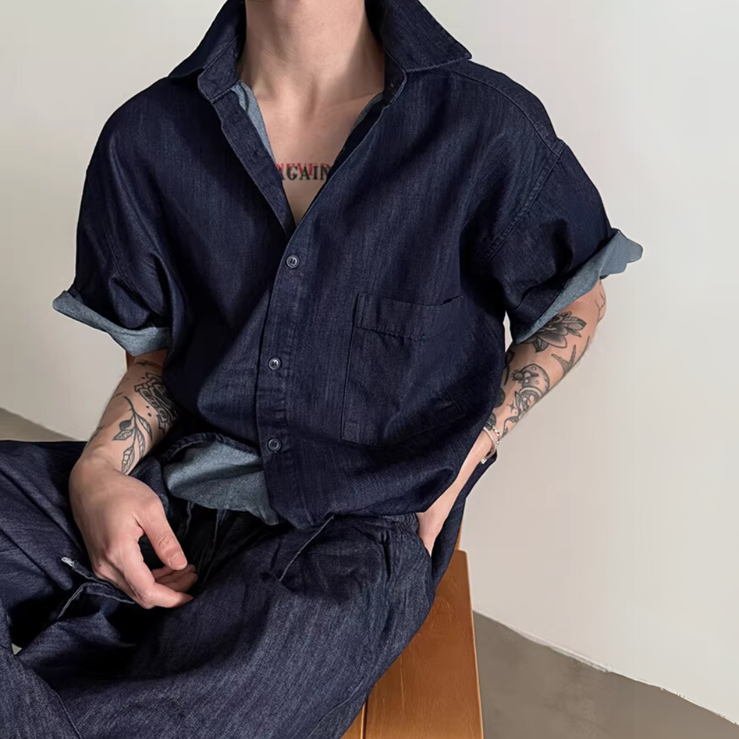 あ*ら様 23AW【新品】☆CALEE：ドロップショルダー　デニムシャツ　インデ あ*ら様 23AW【新品】☆CALEE：ドロップショルダー デニムシャツ