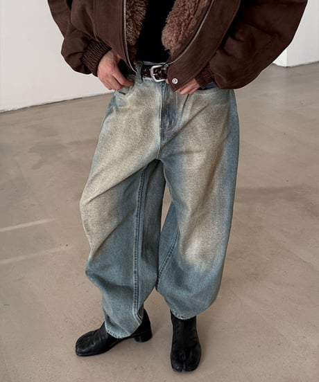 フェードウォッシュ ワイドデニムパンツ