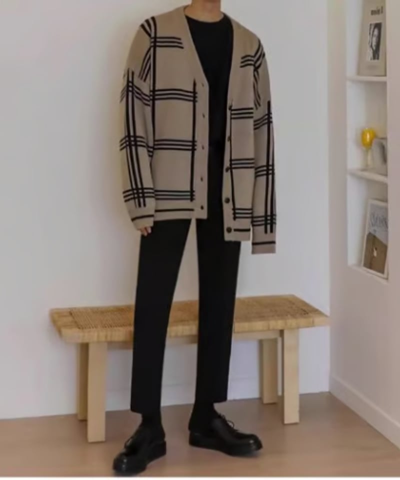 再入荷】チェックパターン オーバーサイズカーディガン / 3color