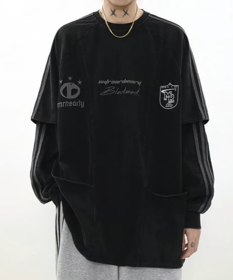 フェイクレイヤード プルオーバーシャツ
