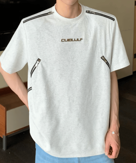 メタルロゴ ジップディテールTシャツ / 4color
