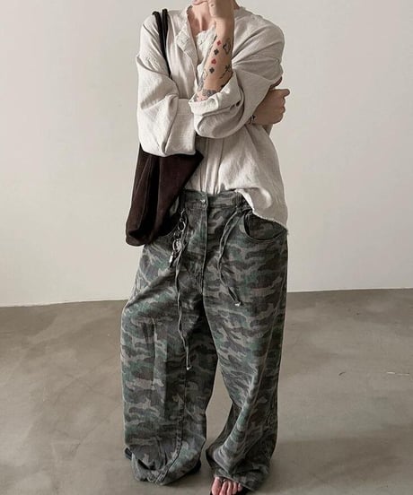 エイジドカモフラージュ ワイドレッグパンツ