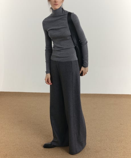 ウールブレンド センタープレス ワイドスラックス