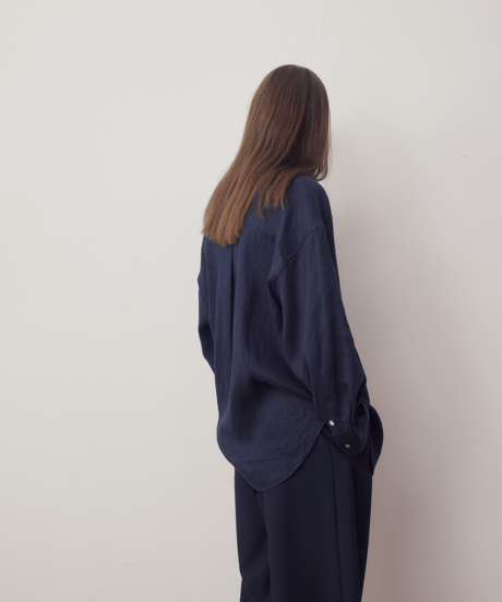 リネンブレンド オーバーサイズ ビッグシルエット 長袖シャツ / 2color