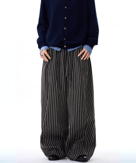 ストライプ イージーワイドパンツ