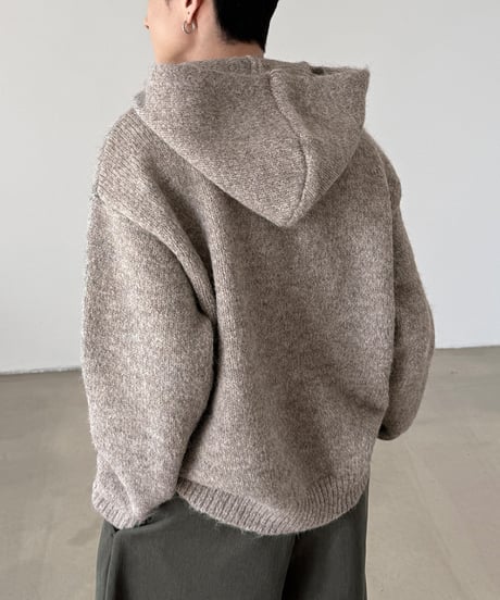 ウールブレンド フーデッドニットプルオーバー / 2colors