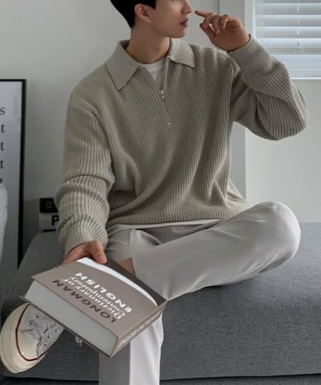 ハーフジップ ポロセーター / 2color