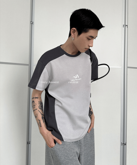バイカラーラグラン切替ストリート半袖Tシャツ / 2color