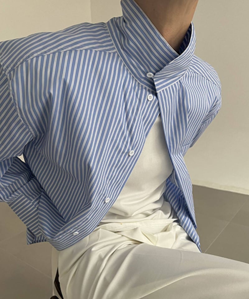 ストライプ バンドカラーシャツ | ness.