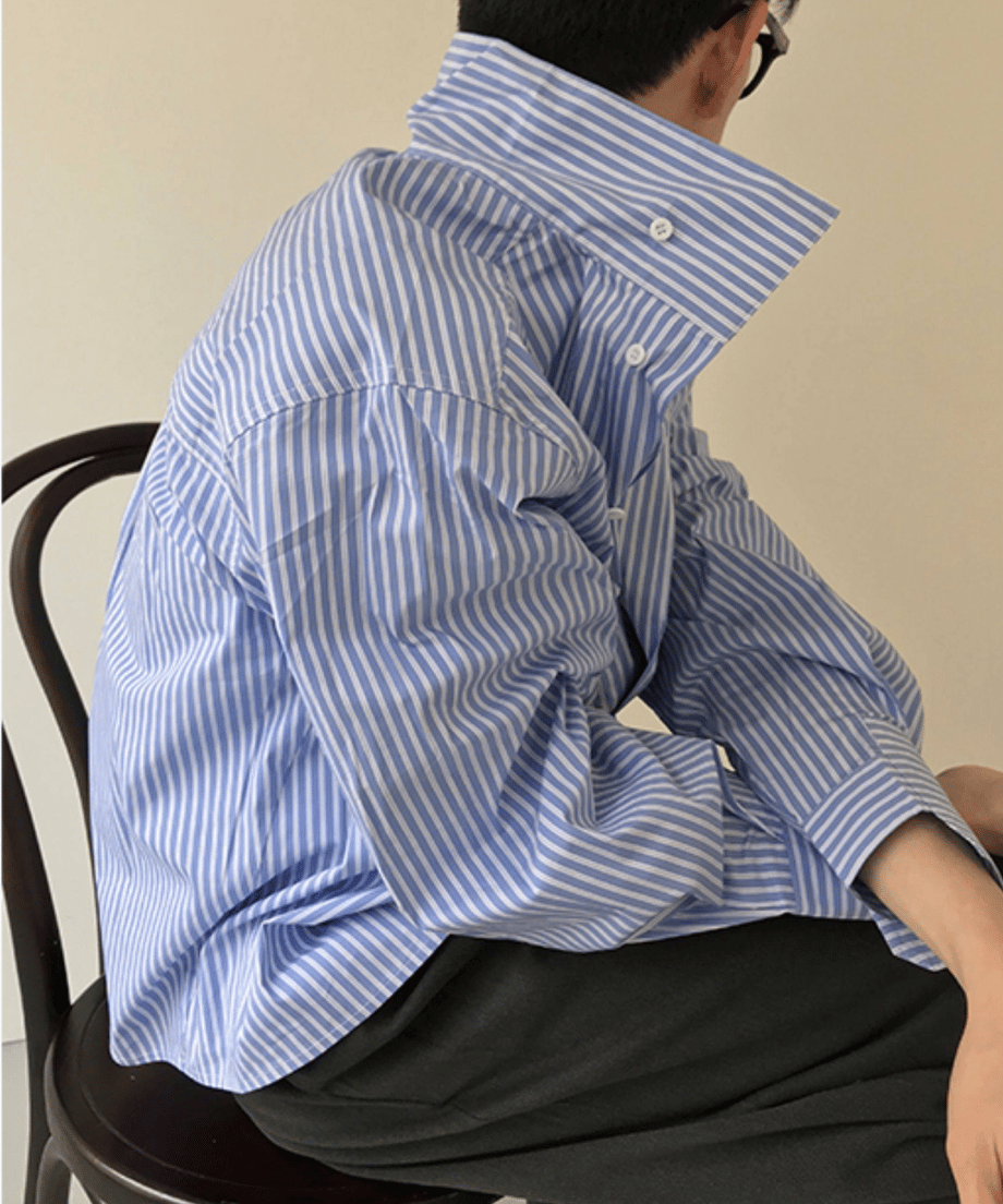 ストライプ バンドカラーシャツ | ness.