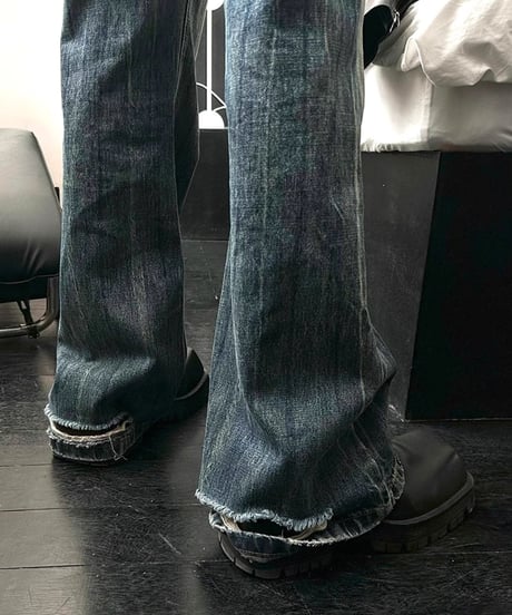 ヴィンテージ加工 フレア デニムパンツ