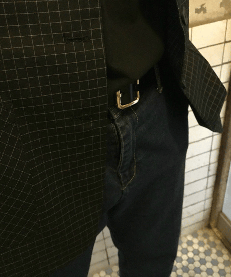 ゴールドスクエアバックル カウレザーベルト