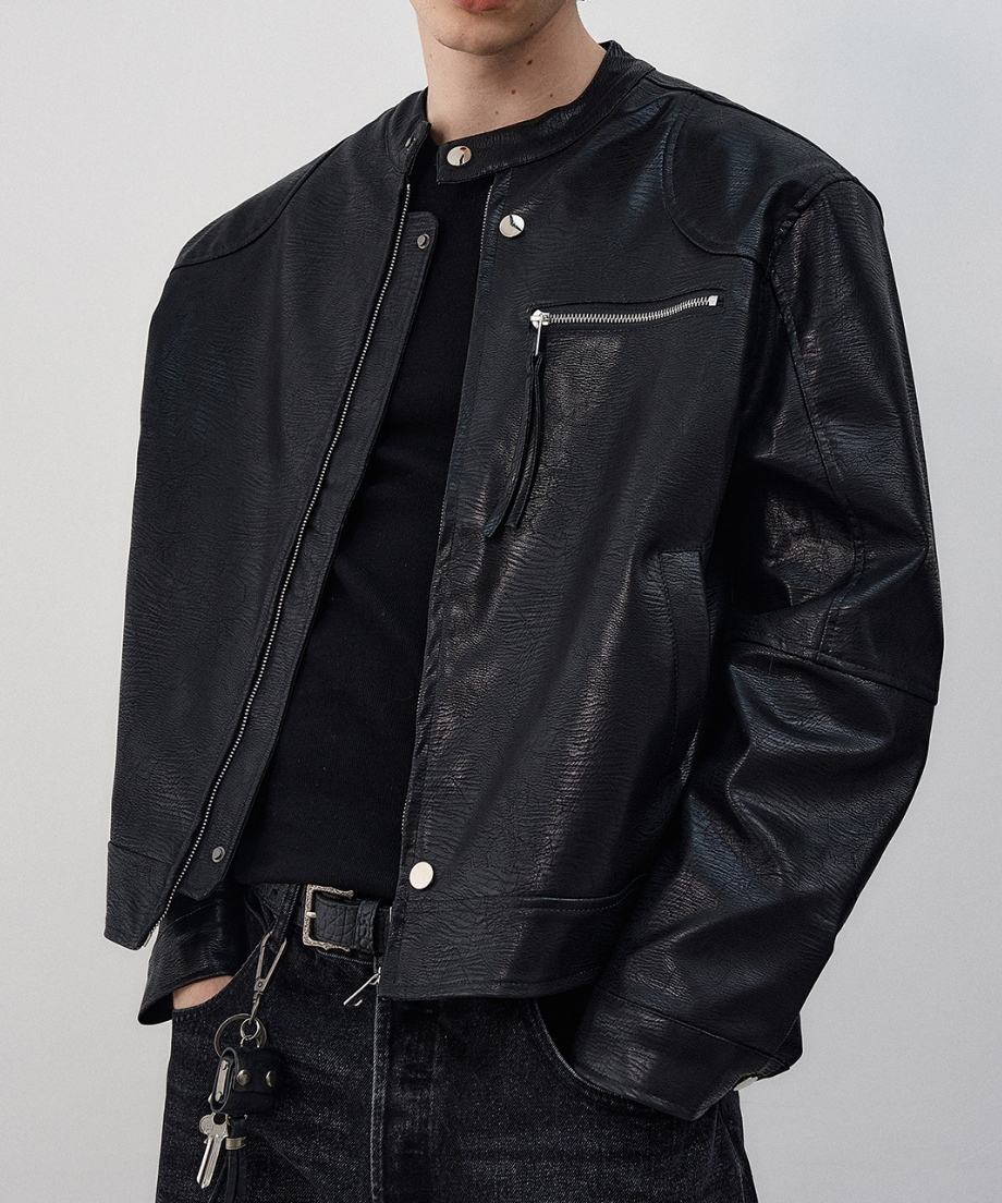 スタンドカラー レザージャケット | ness.