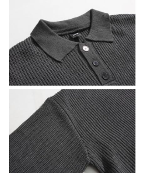 ルーズフィット ポロニットプルオーバー / 2color