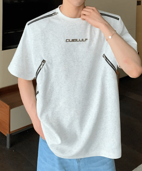 メタルロゴ ジップディテールTシャツ / 4color