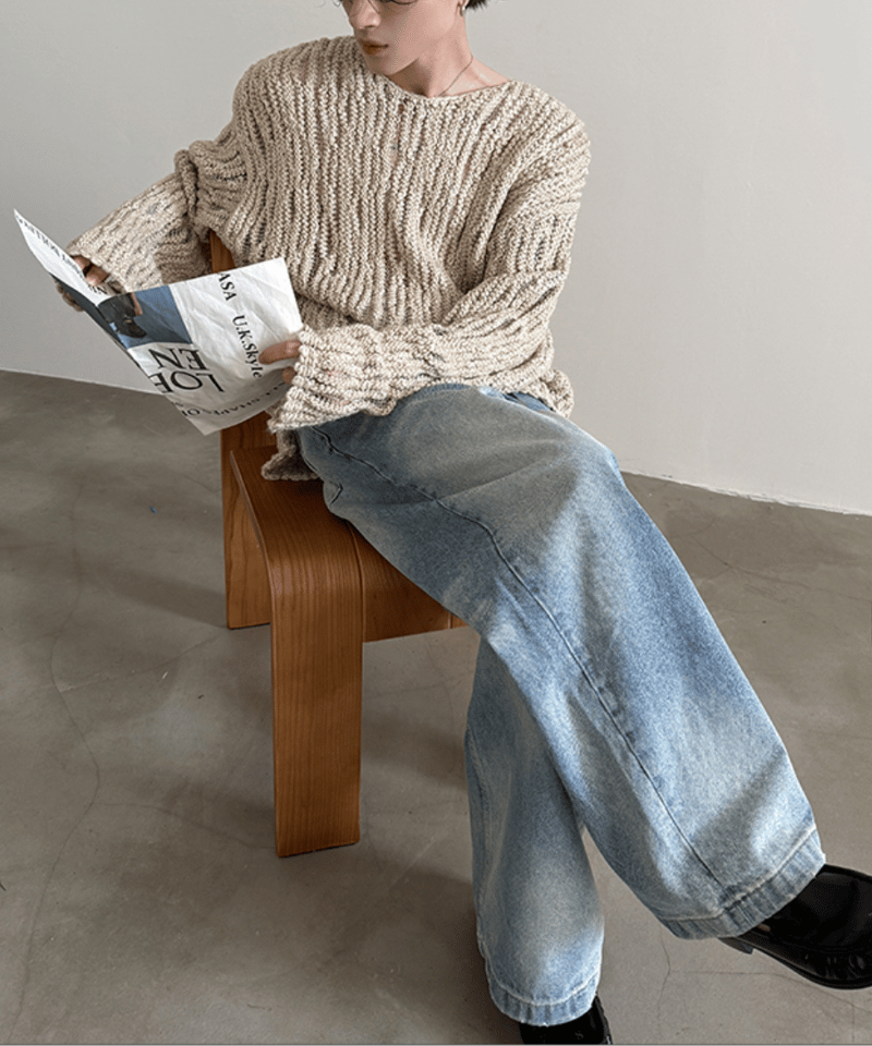 ローゲージワイドシルエット ニットプルオーバー / 2colors | ness.