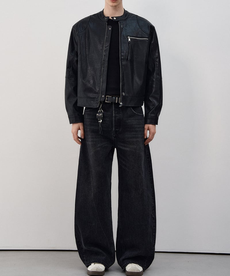 スタンドカラー レザージャケット | ness.