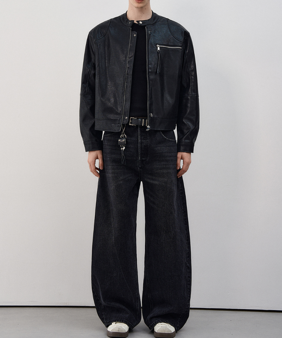 スタンドカラー レザージャケット | ness.