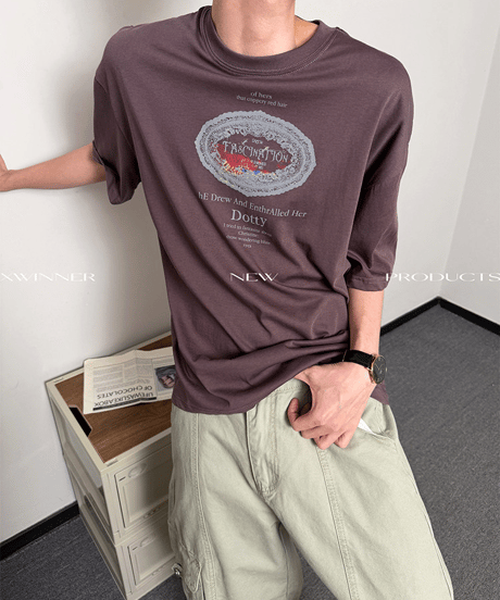 グラフィック プリント ルーズ 半袖Tシャツ / 2color