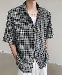 ルーズシルエット ツイードシャツ
