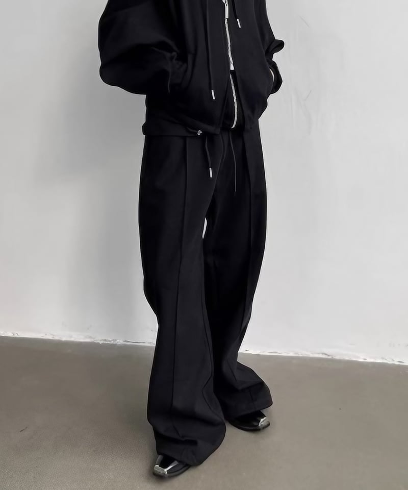 黒センタープレスパンツ ベルト付きワイドセンタープレスパンツ【WCJ-TA-002BLK】 | WCJ