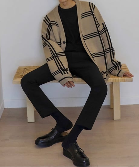 【再入荷】チェックパターン オーバーサイズカーディガン / 3color