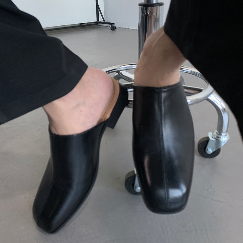 Leather Slipper レザー バックレスシューズ バックレス レザーシューズ | ness.