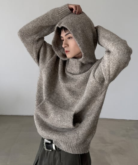 ウールブレンド フーデッドニットプルオーバー / 2colors