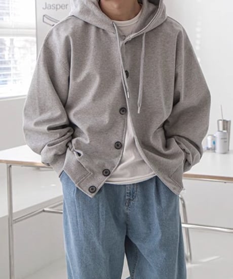 リラックスカジュアル ボタンフーディ