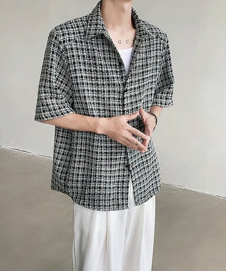 ルーズシルエット ツイードシャツ