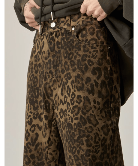 レオパード ワイドレッグパンツ