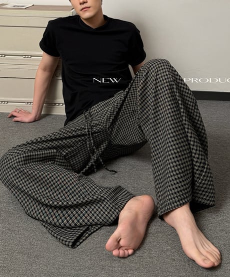 ルーズリラックス チェック ワイドパンツ / 2color