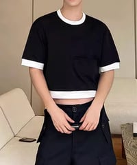 コントラスト ポケットデザインTシャツ / 2color