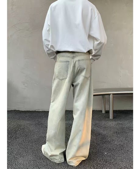 ヴィンテージウォッシュ ワイドデニムパンツ