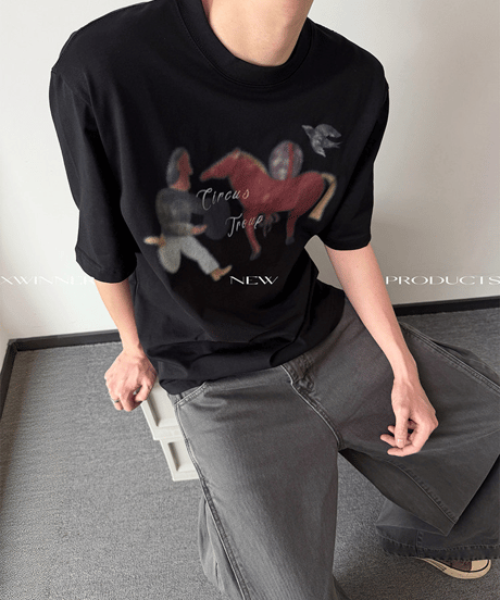 レトロアートグラフィック ルーズ半袖Tシャツ / 3color