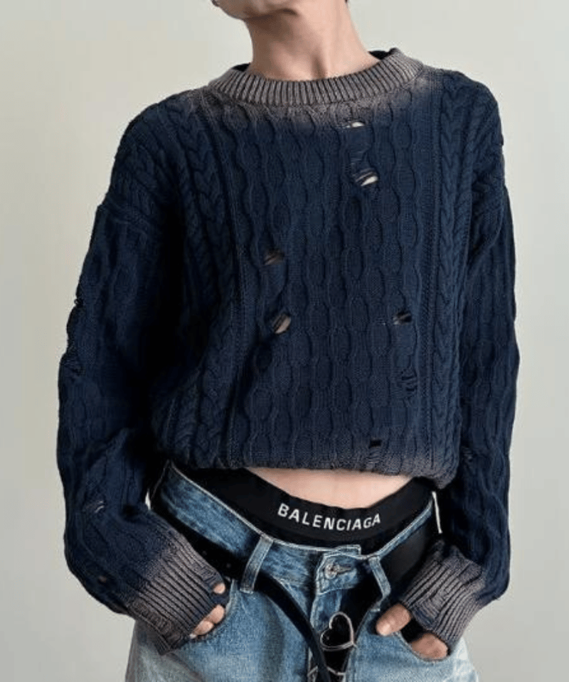 グラデーション ダメージニット / 2color | ness.