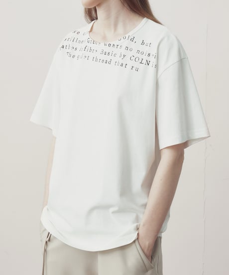 ネックロゴ ミニマル ルーズTシャツ / 2color