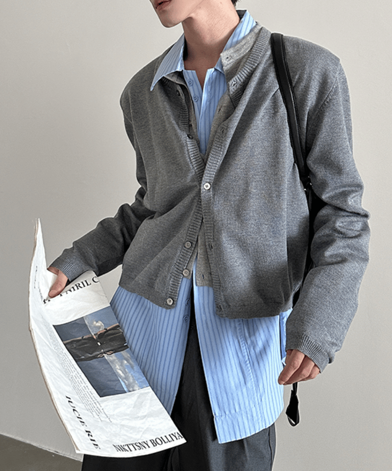 フェイク2ピース ロングスリーブカーディガン / 2colors | ness.