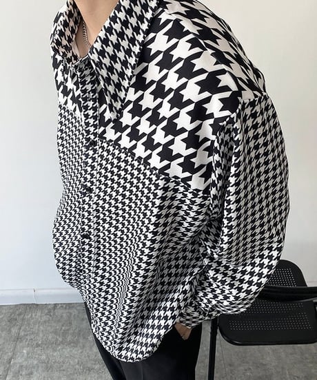 モノクロ 千鳥格子シャツ