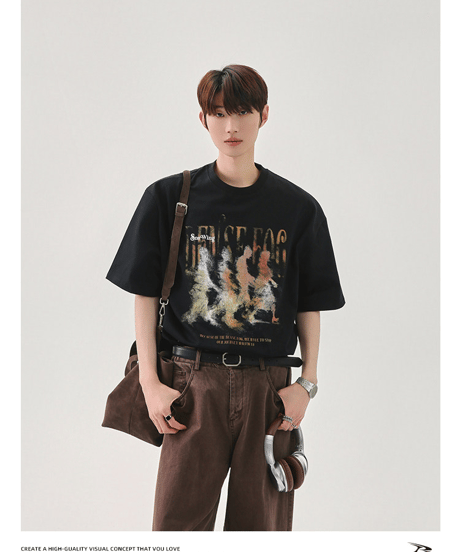 オーバーサイズ グラフィックプリント 半袖 Tシャツ  / 4color