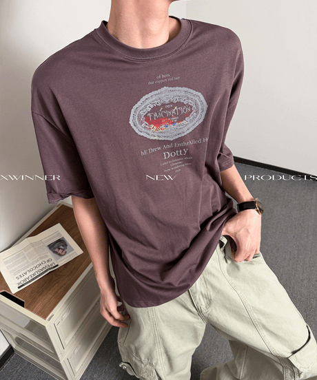 グラフィック プリント ルーズ 半袖Tシャツ / 2color
