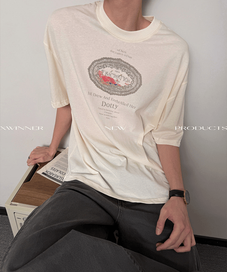 グラフィック プリント ルーズ 半袖Tシャツ / 2color